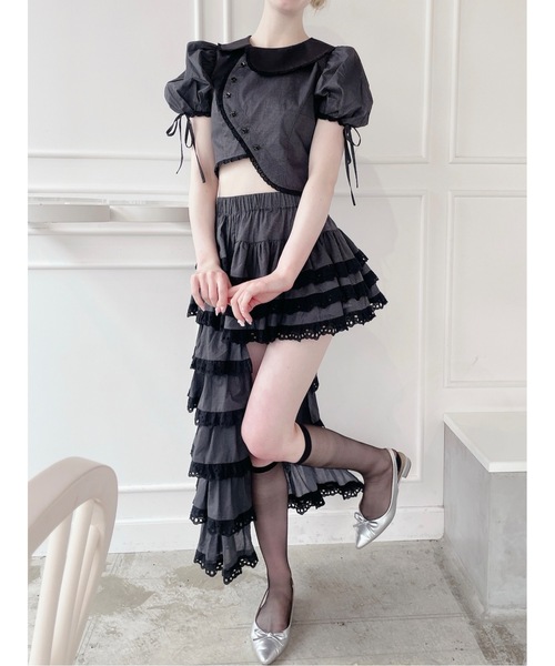 lilLilly(リルリリー)の「アシンメトリーフリルスカート(スカート・レディース・ピンク/ホワイト/ブラック・FREE)」の10枚目の写真