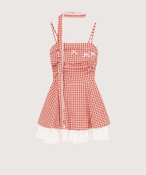 LA POMME petit(ラポミ・プチ)の「Flare Plaid Cami Dress(ワンピース・レディース・レッド/ブルー/ブラック・FREE)」の3枚目の写真
