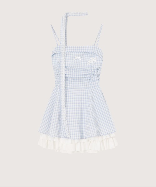 LA POMME petit(ラポミ・プチ)の「Flare Plaid Cami Dress(ワンピース・レディース・レッド/ブルー/ブラック・FREE)」の1枚目の写真