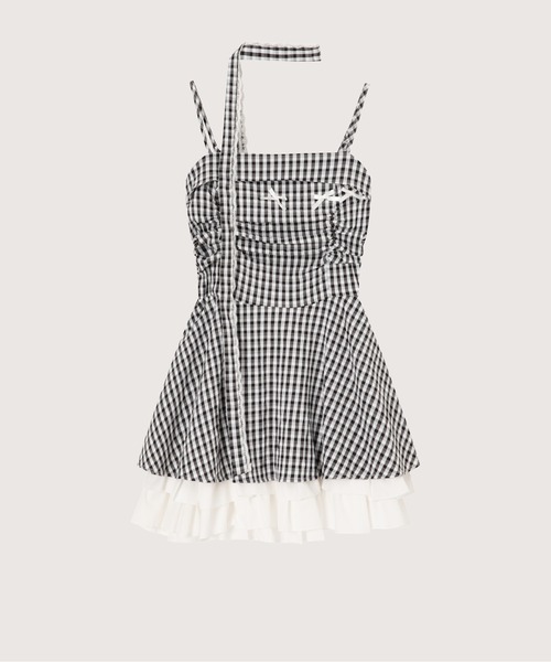 LA POMME petit(ラポミ・プチ)の「Flare Plaid Cami Dress(ワンピース・レディース・レッド/ブルー/ブラック・FREE)」の2枚目の写真