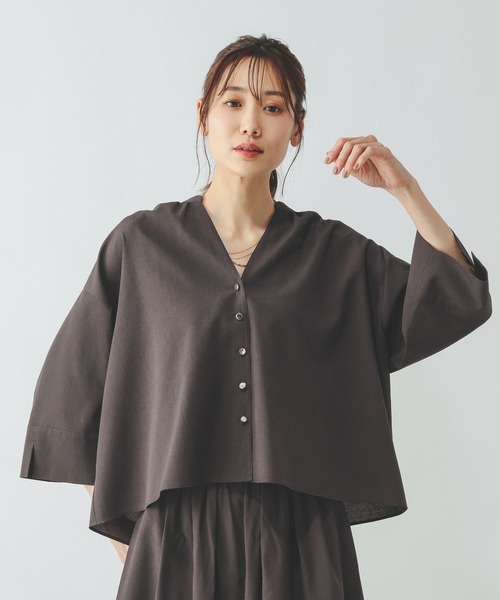 GLOBAL WORK（グローバルワーク）の「AiryBreezeカーデブラウス/636699（シャツ/ブラウス・レディース・サックスブルー/オフホワイト/チャコールグレー/ライトグレー・M/L）」の3枚目の写真