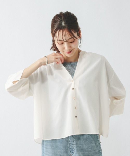 GLOBAL WORK（グローバルワーク）の「AiryBreezeカーデブラウス/636699（シャツ/ブラウス・レディース・サックスブルー/オフホワイト/チャコールグレー/ライトグレー・M/L）」の19枚目の写真