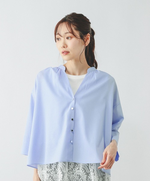 GLOBAL WORK（グローバルワーク）の「AiryBreezeカーデブラウス/636699（シャツ/ブラウス・レディース・サックスブルー/オフホワイト/チャコールグレー/ライトグレー・M/L）」の8枚目の写真