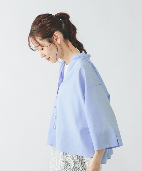 GLOBAL WORK（グローバルワーク）の「AiryBreezeカーデブラウス/636699（シャツ/ブラウス・レディース・サックスブルー/オフホワイト/チャコールグレー/ライトグレー・M/L）」の7枚目の写真
