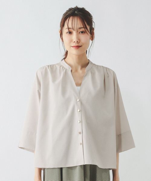 GLOBAL WORK（グローバルワーク）の「AiryBreezeカーデブラウス/636699（シャツ/ブラウス・レディース・サックスブルー/オフホワイト/チャコールグレー/ライトグレー・M/L）」の6枚目の写真