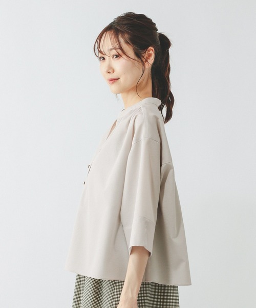 GLOBAL WORK（グローバルワーク）の「AiryBreezeカーデブラウス/636699（シャツ/ブラウス・レディース・サックスブルー/オフホワイト/チャコールグレー/ライトグレー・M/L）」の5枚目の写真