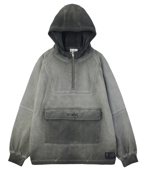 X-girl(エックスガール)の「FADED ANORAK SWEATSHIRT(パーカー・レディース・カモフラージュ/ブラック/バーガンディー・S/M)」の2枚目の写真
