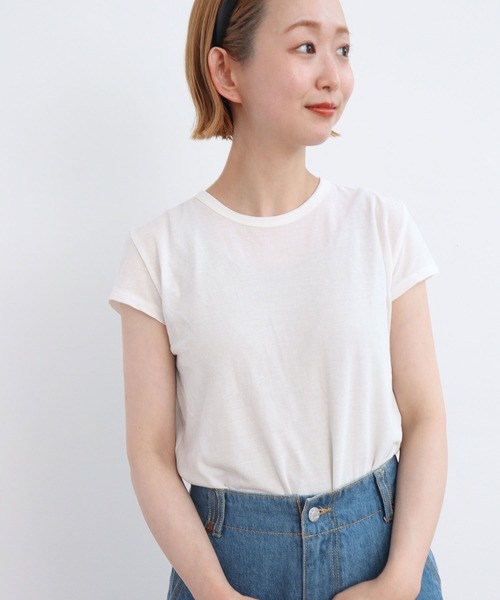 CHILD WOMAN（チャイルドウーマン）の「80/2天竺 フレンチスリーブプルオーバー（Tシャツ/カットソー・レディース・レッド/ブラック/ホワイト・FREE）」の2枚目の写真