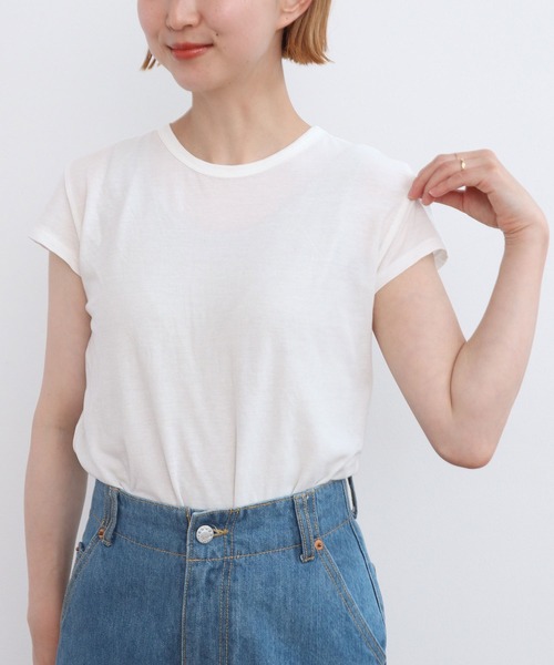 CHILD WOMAN（チャイルドウーマン）の「80/2天竺 フレンチスリーブプルオーバー（Tシャツ/カットソー・レディース・レッド/ブラック/ホワイト・FREE）」の6枚目の写真