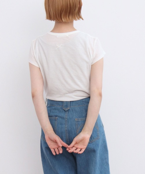 CHILD WOMAN（チャイルドウーマン）の「80/2天竺 フレンチスリーブプルオーバー（Tシャツ/カットソー・レディース・レッド/ブラック/ホワイト・FREE）」の8枚目の写真