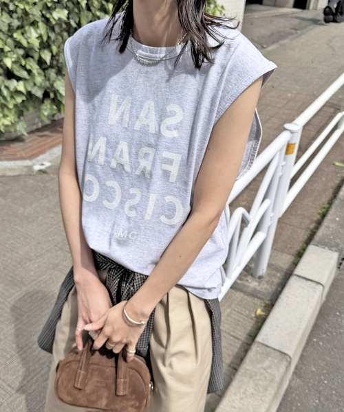 jj mercer（ジェイジェイマーサー）の「別注【J.J.Mercer / ジェイジェイマーサー】メランジN/STEE（Tシャツ/カットソー・レディース・ブラック系その他/チャコールグレー/ホワイト・FREE）」の3枚目の写真