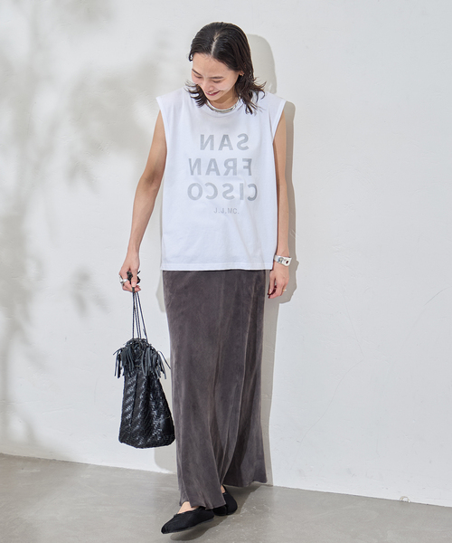 jj mercer（ジェイジェイマーサー）の「別注【J.J.Mercer / ジェイジェイマーサー】メランジN/STEE（Tシャツ/カットソー・レディース・ブラック系その他/チャコールグレー/ホワイト・FREE）」の4枚目の写真