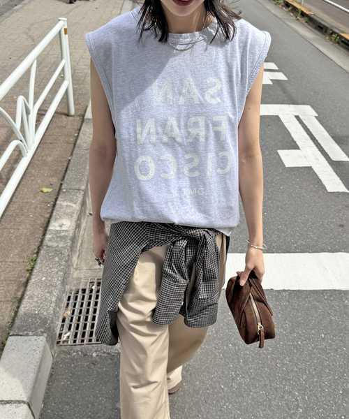 jj mercer（ジェイジェイマーサー）の「別注【J.J.Mercer / ジェイジェイマーサー】メランジN/STEE（Tシャツ/カットソー・レディース・ブラック系その他/チャコールグレー/ホワイト・FREE）」の6枚目の写真