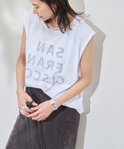 jj mercer（ジェイジェイマーサー）の「別注【J.J.Mercer / ジェイジェイマーサー】メランジN/STEE（Tシャツ/カットソー・レディース・ブラック系その他/チャコールグレー/ホワイト・FREE）」の13枚目の写真