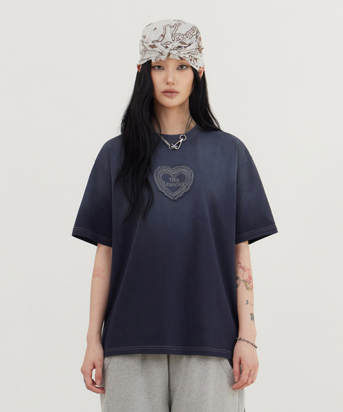 TONY LAWRENCE(トニーローレンス)の「ハートアップリケ半袖Tシャツネイビー(Tシャツ/カットソー・メンズ・その他・1/2)」の1枚目の写真