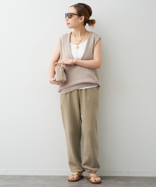 Johnbull（ジョンブル）の「【JOHNBULL/ジョンブル】SWEAT PANTS（スウェットパンツ・レディース・ベージュ/ブルー・36/38）」の12枚目の写真