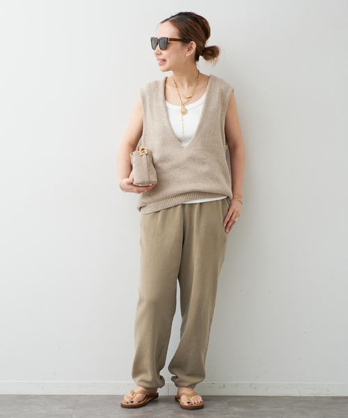 Johnbull（ジョンブル）の「【JOHNBULL/ジョンブル】SWEAT PANTS（スウェットパンツ・レディース・ベージュ/ブルー・36/38）」の13枚目の写真