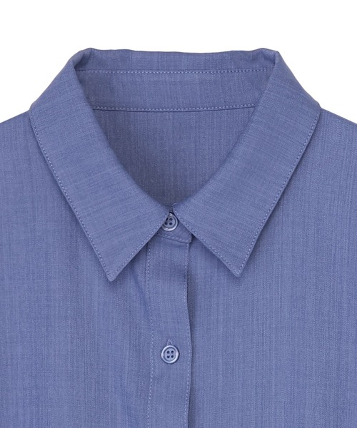 TOKYO SHIRTS（トウキョウシャツ）の「麻調合繊素材シャツワンピース 五分袖（シャツ/ブラウス・レディース・ネイビー/ブルー/オレンジ・M/L/LL）」の11枚目の写真