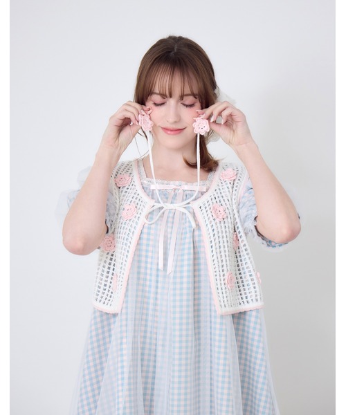 Lolime by mellfy memory（ロリミー バイ メルフィーメモリー）の「flower summer knit bustier（ベスト・レディース・ホワイト・FREE）」の2枚目の写真