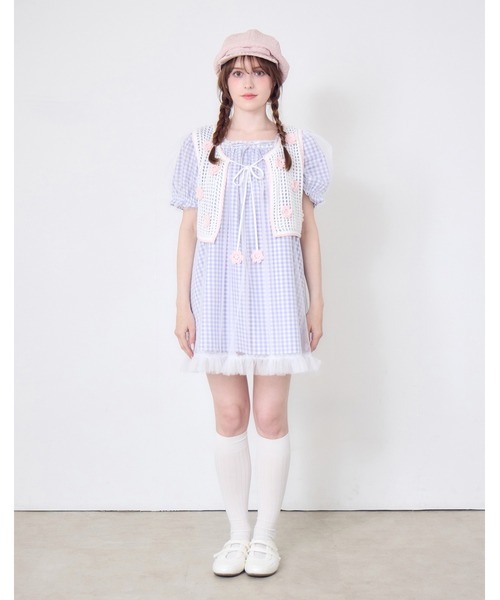 Lolime by mellfy memory（ロリミー バイ メルフィーメモリー）の「flower summer knit bustier（ベスト・レディース・ホワイト・FREE）」の6枚目の写真