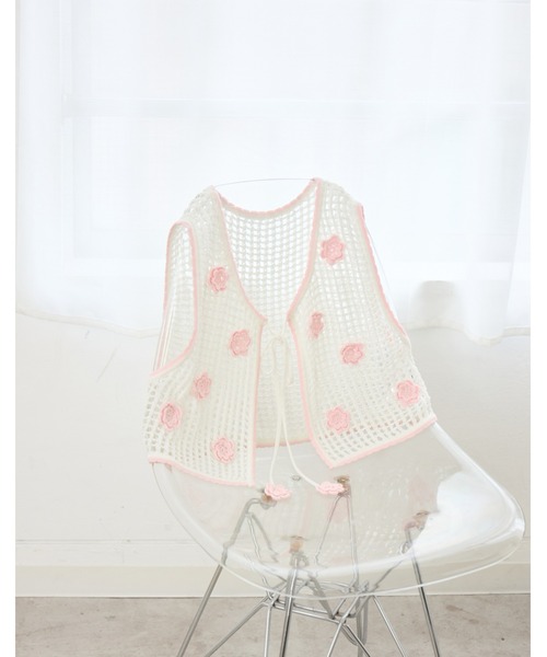 Lolime by mellfy memory（ロリミー バイ メルフィーメモリー）の「flower summer knit bustier（ベスト・レディース・ホワイト・FREE）」の9枚目の写真