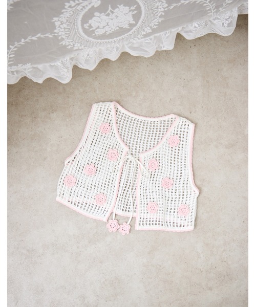 Lolime by mellfy memory（ロリミー バイ メルフィーメモリー）の「flower summer knit bustier（ベスト・レディース・ホワイト・FREE）」の10枚目の写真