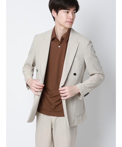 SUIT SQUARE（スーツスクエア）の「冷たいオフィT／スキッパーポロシャツ／半袖／ウォッシャブル／接触冷感／UVカット／アイス鹿の子／無地（Tシャツ/カットソー・メンズ・ブラウン/ホワイト/ブラック/ネイビー・M/S/3L/LL/L）」の15枚目の写真
