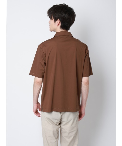 SUIT SQUARE（スーツスクエア）の「冷たいオフィT／スキッパーポロシャツ／半袖／ウォッシャブル／接触冷感／UVカット／アイス鹿の子／無地（Tシャツ/カットソー・メンズ・ブラウン/ホワイト/ブラック/ネイビー・M/S/3L/LL/L）」の22枚目の写真