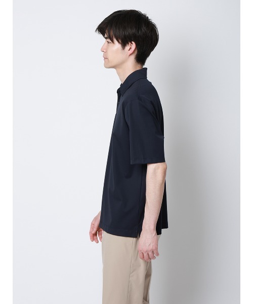 SUIT SQUARE（スーツスクエア）の「冷たいオフィT／スキッパーポロシャツ／半袖／ウォッシャブル／接触冷感／UVカット／アイス鹿の子／無地（Tシャツ/カットソー・メンズ・ブラウン/ホワイト/ブラック/ネイビー・M/S/3L/LL/L）」の13枚目の写真