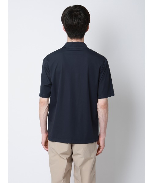 SUIT SQUARE（スーツスクエア）の「冷たいオフィT／スキッパーポロシャツ／半袖／ウォッシャブル／接触冷感／UVカット／アイス鹿の子／無地（Tシャツ/カットソー・メンズ・ブラウン/ホワイト/ブラック/ネイビー・M/S/3L/LL/L）」の12枚目の写真