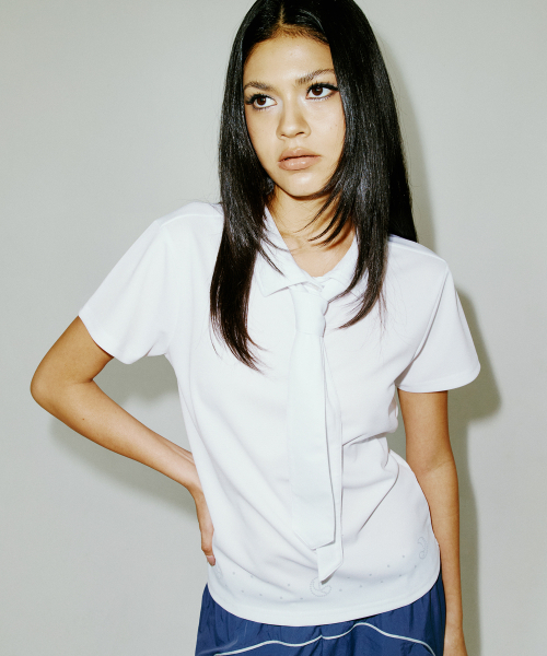 NYXX(エヌワイエックスエックス)の「TIE PIQUE SHIRT WHITE(Tシャツ/カットソー・レディース・その他・FREE)」の1枚目の写真