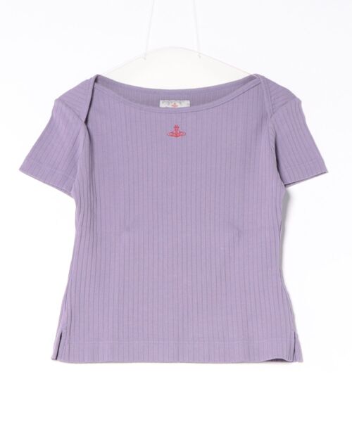 Vivienne Westwood(ヴィヴィアンウエストウッド)の「30-MVS引き揃え針抜きフライス半袖トップ(Tシャツ/カットソー・レディース・パープル/ホワイト/ブラック・FREE)」の3枚目の写真
