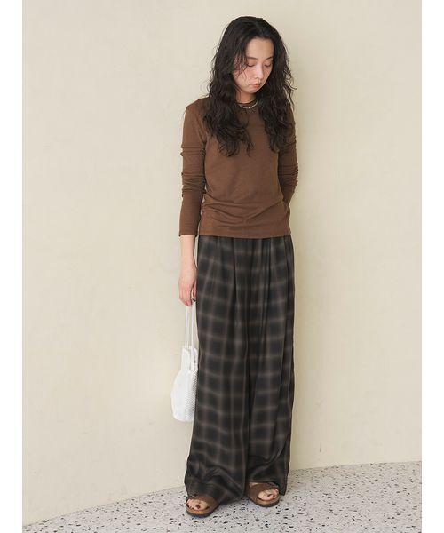 emmi(エミ)の「チェックイージーパンツ(その他パンツ・レディース・ダークブラウン/グレー・1/0)」の13枚目の写真