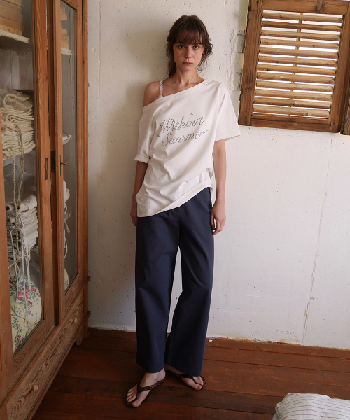 WITHOUT SUMMER(ウィズアウトサマ)の「ワイドコットンパンツ_ネイビー(その他パンツ・レディース・その他・MEDIUM/SMALL)」の1枚目の写真