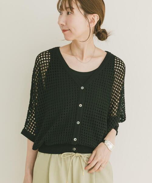 ITEMS URBANRESEARCH(アイテムズ アーバンリサーチ)の「メッシュニットカーディガン(ニット/セーター・レディース・ブラウン/ブラック/グレー系その他・FREE)」の4枚目の写真