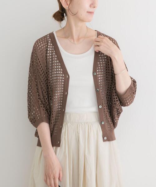 ITEMS URBANRESEARCH(アイテムズ アーバンリサーチ)の「メッシュニットカーディガン(ニット/セーター・レディース・ブラウン/ブラック/グレー系その他・FREE)」の17枚目の写真