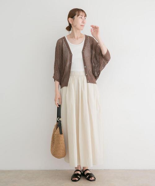 ITEMS URBANRESEARCH(アイテムズ アーバンリサーチ)の「メッシュニットカーディガン(ニット/セーター・レディース・ブラウン/ブラック/グレー系その他・FREE)」の18枚目の写真