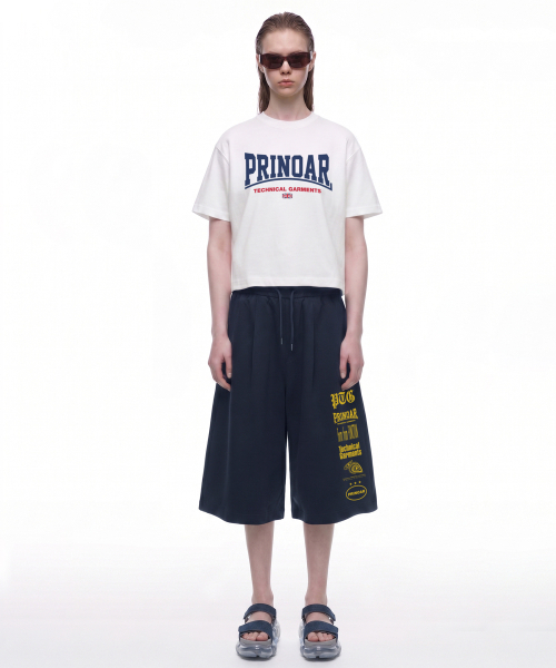 PRINOAR(プリノア)の「マルチロゴシングルプリーツバミューダショーツ - ネイビー(その他パンツ・レディース・ネイビー・SMALL/LARGE/MEDIUM)」の3枚目の写真