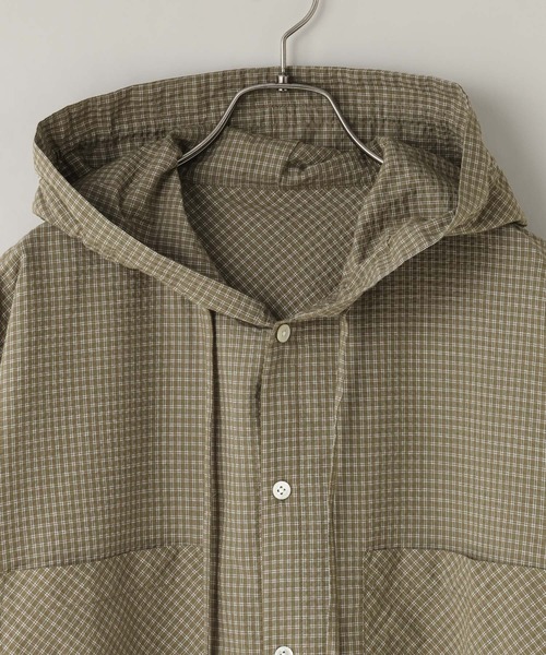 LOWRYS FARM（ローリーズファーム）の「【LFM(U)】チェックフーディショートシャツＳＳ　 1043924（シャツ/ブラウス・メンズ・ブルー/ホワイト/グリーン・MEDIUM/LARGE）」の5枚目の写真
