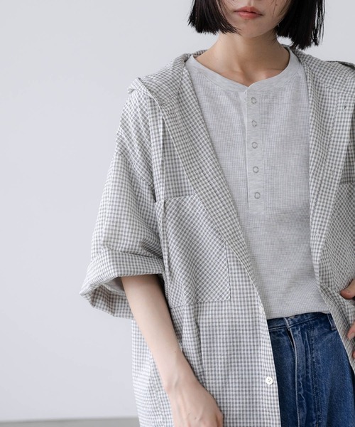 LOWRYS FARM（ローリーズファーム）の「【LFM(U)】チェックフーディショートシャツＳＳ　 1043924（シャツ/ブラウス・メンズ・ブルー/ホワイト/グリーン・MEDIUM/LARGE）」の19枚目の写真
