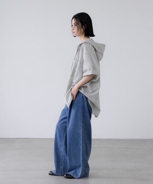 LOWRYS FARM（ローリーズファーム）の「【LFM(U)】チェックフーディショートシャツＳＳ　 1043924（シャツ/ブラウス・メンズ・ブルー/ホワイト/グリーン・MEDIUM/LARGE）」の15枚目の写真