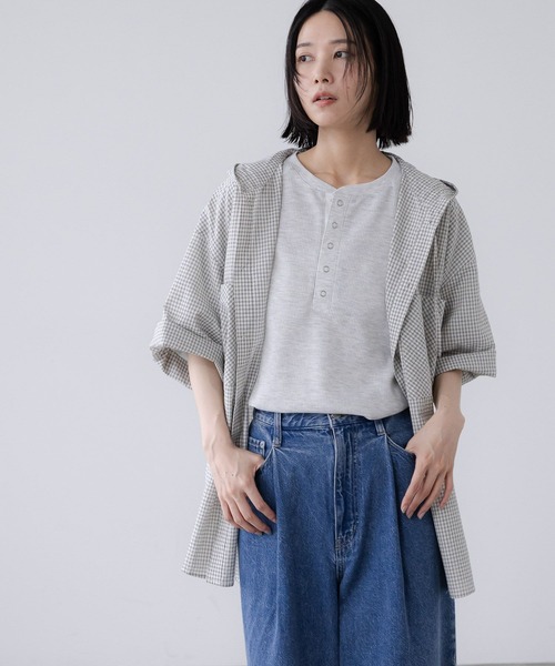LOWRYS FARM（ローリーズファーム）の「【LFM(U)】チェックフーディショートシャツＳＳ　 1043924（シャツ/ブラウス・メンズ・ブルー/ホワイト/グリーン・MEDIUM/LARGE）」の17枚目の写真