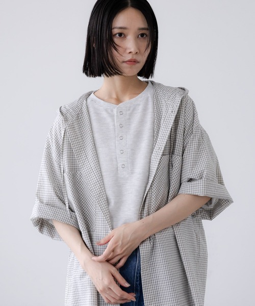 LOWRYS FARM（ローリーズファーム）の「【LFM(U)】チェックフーディショートシャツＳＳ　 1043924（シャツ/ブラウス・メンズ・ブルー/ホワイト/グリーン・MEDIUM/LARGE）」の18枚目の写真