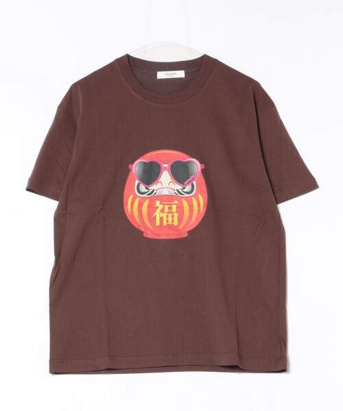 attagirl(アタガール)の「オーバーサイズダルマプリントTシャツ(Tシャツ/カットソー・レディース・ブラック/ホワイト/ブラウン・L/M)」の3枚目の写真