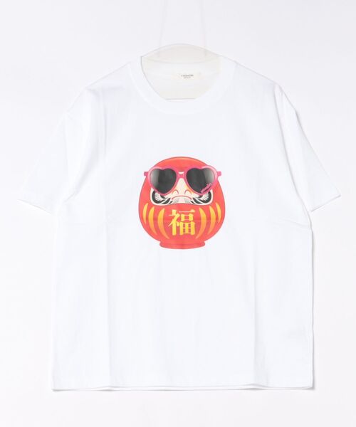 attagirl(アタガール)の「オーバーサイズダルマプリントTシャツ(Tシャツ/カットソー・レディース・ブラック/ホワイト/ブラウン・L/M)」の1枚目の写真
