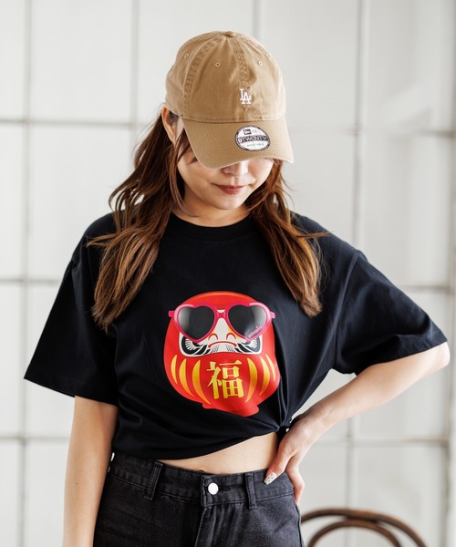 attagirl(アタガール)の「オーバーサイズダルマプリントTシャツ(Tシャツ/カットソー・レディース・ブラック/ホワイト/ブラウン・L/M)」の6枚目の写真