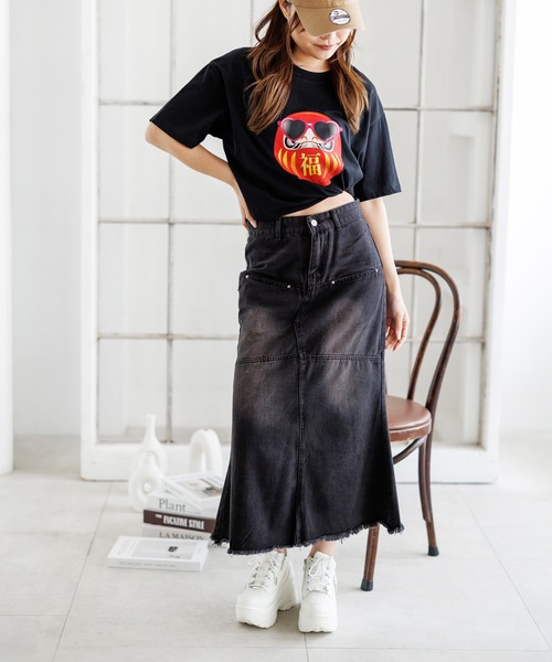 attagirl(アタガール)の「オーバーサイズダルマプリントTシャツ(Tシャツ/カットソー・レディース・ブラック/ホワイト/ブラウン・L/M)」の8枚目の写真