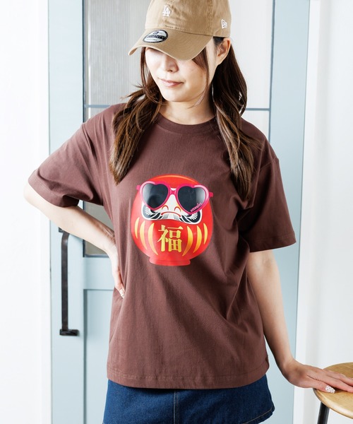 attagirl(アタガール)の「オーバーサイズダルマプリントTシャツ(Tシャツ/カットソー・レディース・ブラック/ホワイト/ブラウン・L/M)」の9枚目の写真