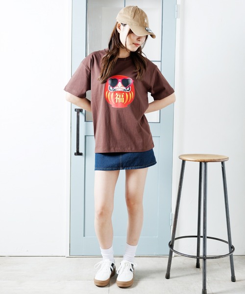 attagirl(アタガール)の「オーバーサイズダルマプリントTシャツ(Tシャツ/カットソー・レディース・ブラック/ホワイト/ブラウン・L/M)」の12枚目の写真