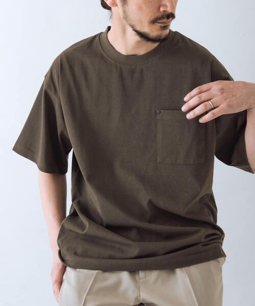 ITEMS URBANRESEARCH(アイテムズ アーバンリサーチ)の「接触冷感 ツイル ポケット Tシャツ(Tシャツ/カットソー・メンズ・オリーブ/チャコールグレー/ブルー系その他/モカ・LARGE/MEDIUM)」の15枚目の写真